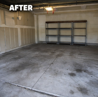 Clean empty garage after junk removal
